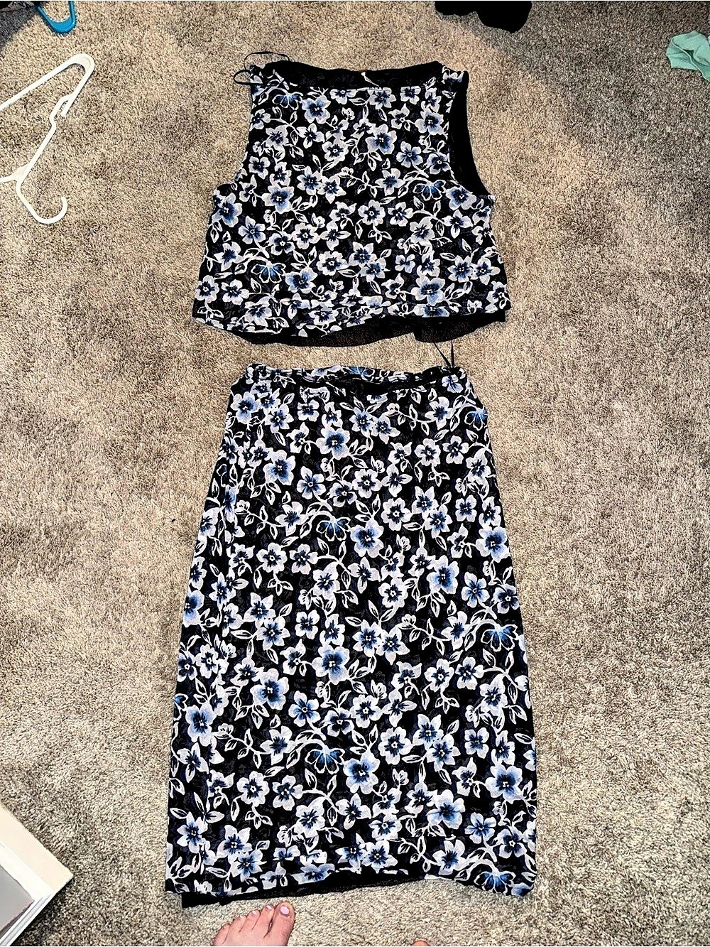 Free People The Shadow Floral Mesh Two-Piece Set Black & Blue